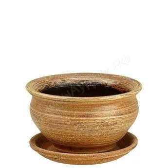 картинка Горшок керамический Кантри, бежевый, 16х8см, 0,5л; Россия от магазина Флоранж