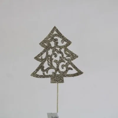 Вставка Елочка с глиттером, 8хH20см, (в уп. 12шт.), шампань