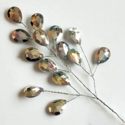 Вставка с кристаллами, Н16 см, серебряный