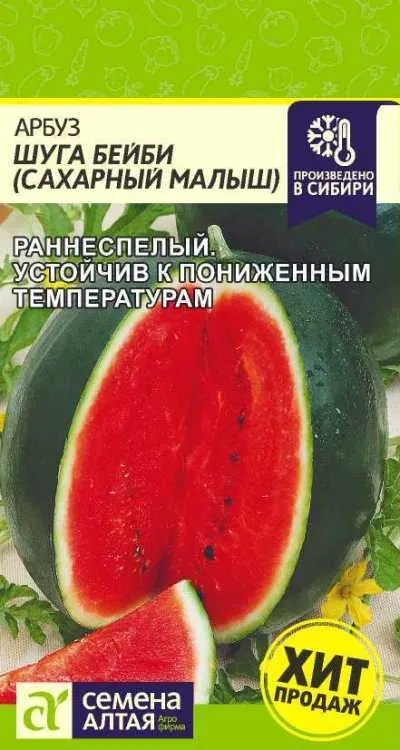 картинка Арбуз Сахарный Малыш (цветной пакет) 1г; Семена Алтая от магазина Флоранж
