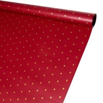 Бумага матовая Горошины, красный 58см/10м; Корея