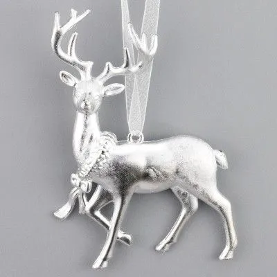 Украшение подвесное Олень (пластик), 12х9см, серебро