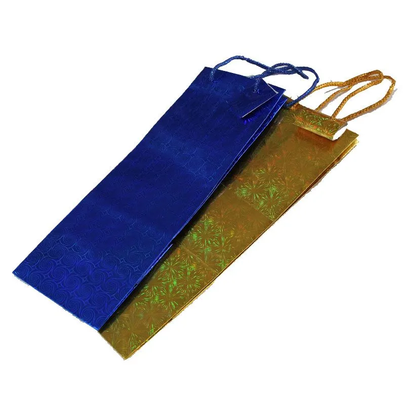 Сумка подарочная под бутылку голография, 12см/36см/10см; Китай