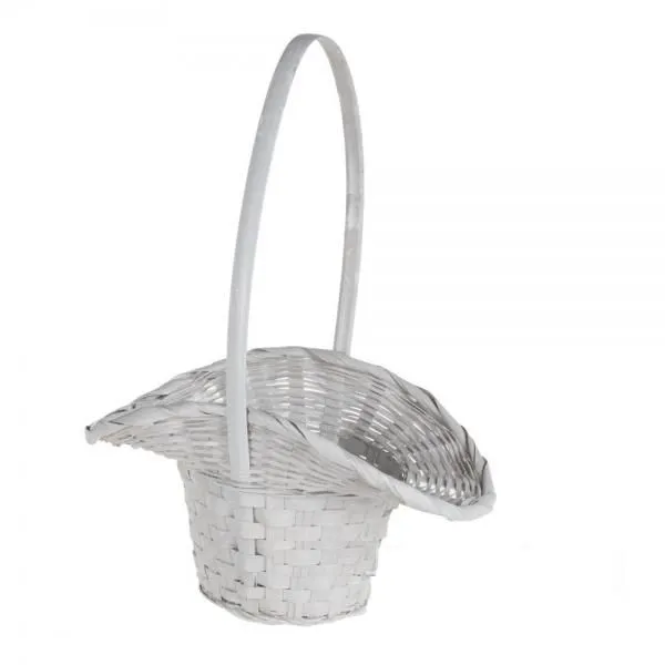 картинка Корзина плетеная Шляпка (бамбук), белая, 21x13xH14/29см от магазина Флоранж