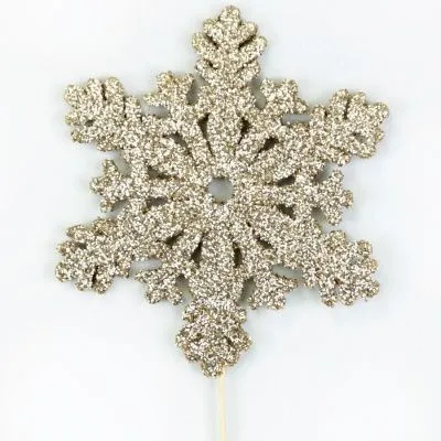 Вставка Снежинка с глиттером, 8хH20см, шампань