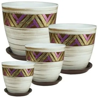 Горшок керамический Бутон Паталь тридо пояс 640959 (3-й из набора) 18х18см, 3,8л; Россия