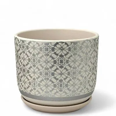 Горшок керамический  Бук гипюр, 12х10см, 0,7л  (1-й из набора), белый, Россия