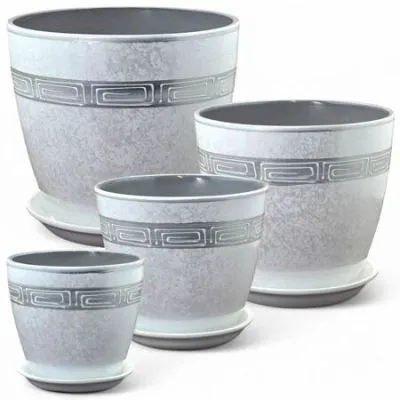 Горшок керамический Бутон Роспись меандр 736997 (1-й из набора), 12х12см, 1л; Россия