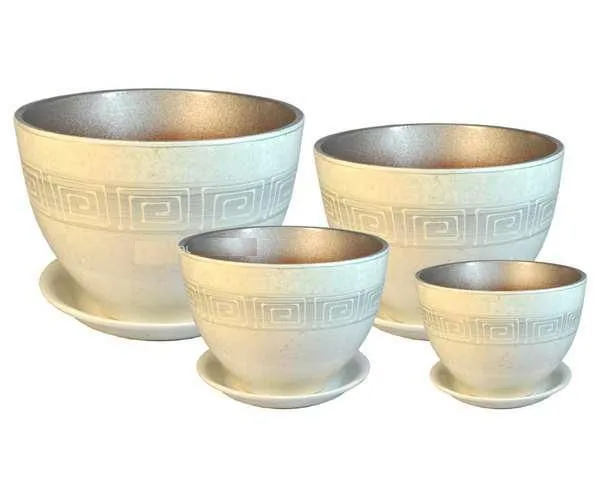 Горшок керамический Венеция меандр (4-й из набора), 21х21см, 5,4л; Россия