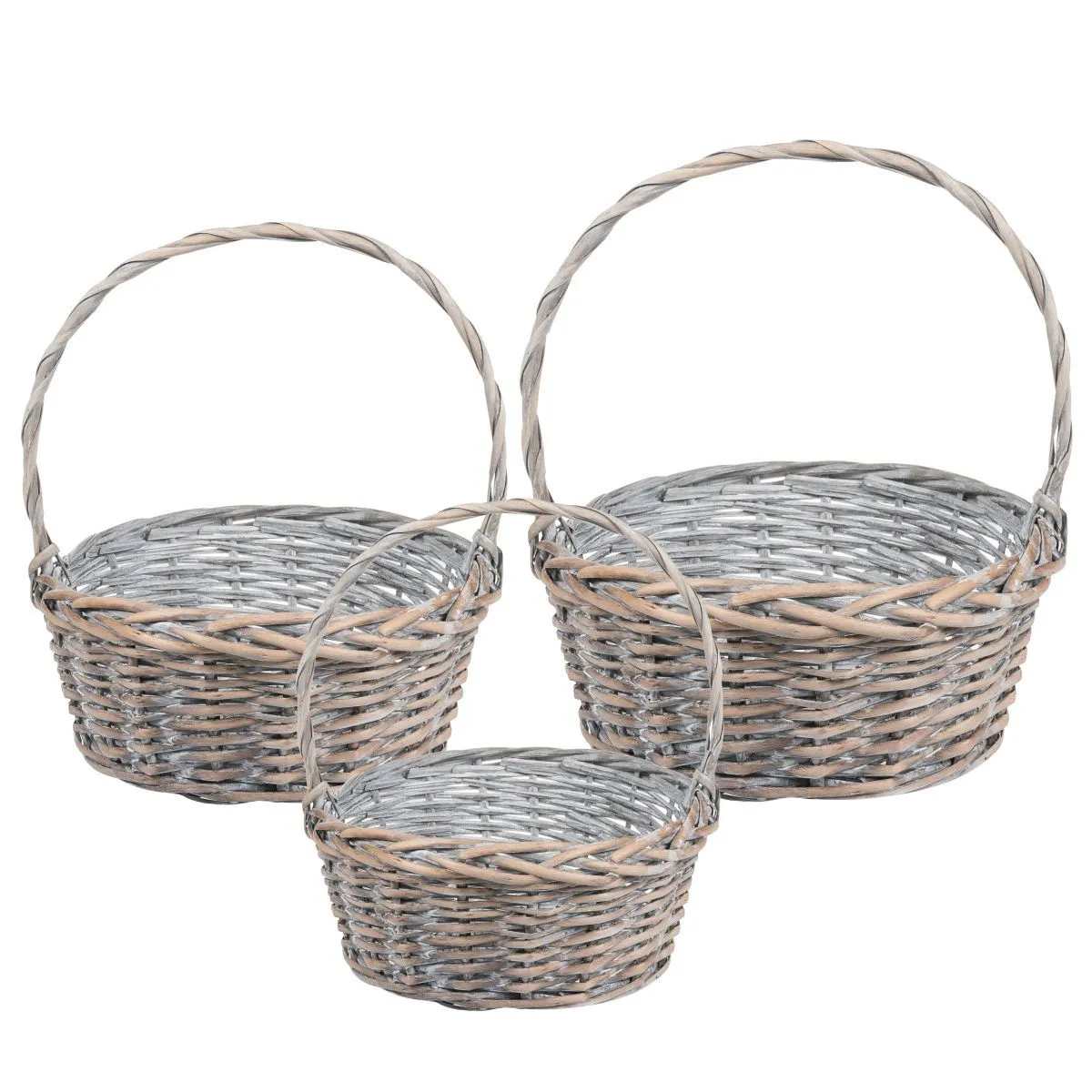 Корзина ива 837257 круглая серая 36x14x37 (№3 из 3 шт)