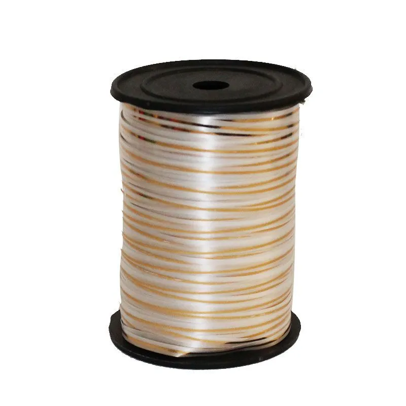 Лента в бобине пластик с золотой полоской, 5ммх225м; Россия