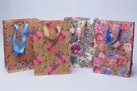 картинка Сумка подарочная крафт Цветы, 14х20х7см ; Китай от магазина Флоранж