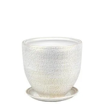 картинка Горшок керамический Текстура, бело-жемчужный, 20х20см, 4л; Россия от магазина Флоранж