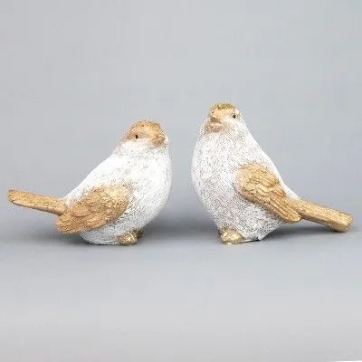 Сувенир Птичка (полирезин), Н7х9х5,5см белый-золото