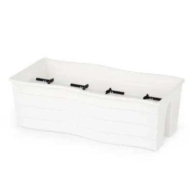 Кашпо пластиковое на перила большое, 58,5х28х20см, 20л, белое; Россия