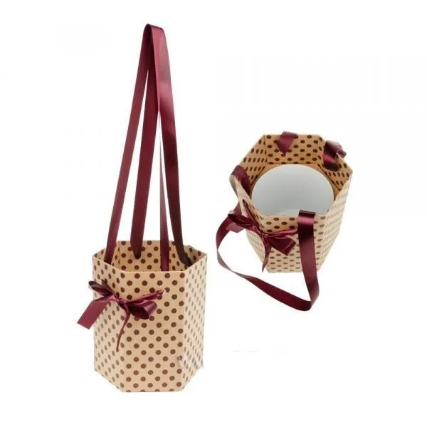 Коробка-ваза Горох с пластиковой вставкой, бордовый горох, 25х25х27см; Китай