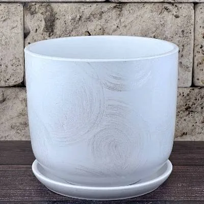 Горшок керамический цилиндр Орион белый 716104 (2-й из набора), 15х15,5см, 1,6л; Россия