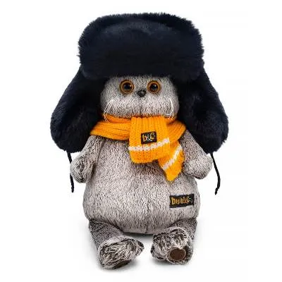 Игрушка Басик в меховой шапке и шарфе 22см Ks22-282