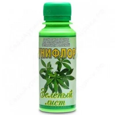 Стимулятор цветения растений Унифлор Зеленый лист, флакон, 100мл; Россия