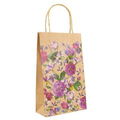 картинка Сумка подарочная крафт Цветы, 26,5x16,5x7см; Китай от магазина Флоранж