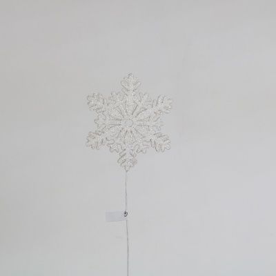 Вставка Снежинка с глиттером, 8хH20см, белый