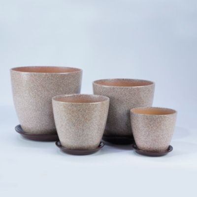 Горшок керамический Бутон Глянец камень 678525 (2-й из набора) 15х15см, 2л; Россия