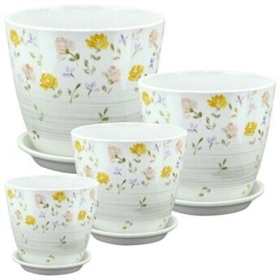 Горшок керамический Бутон Роспись ситец РС171 (4-й из набора), 21х21см, 5,4л; Россия