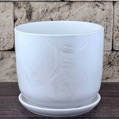 Горшок керамический цилиндр Орион белый 716104 (2-й из набора), 15х15,5см, 1,6л; Россия