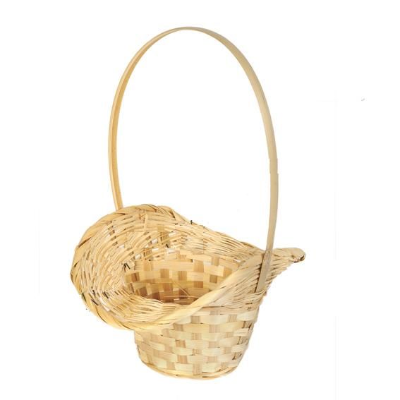 картинка Корзина плетеная Шляпка (бамбук),натуральная,  21x13xH14/29см от магазина Флоранж