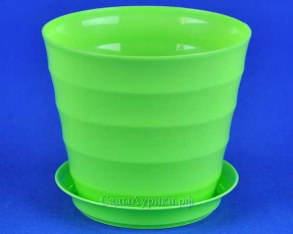 Горшок пластиковый Лаура,  лайм, 11,5х10см, 0,7л; Россия