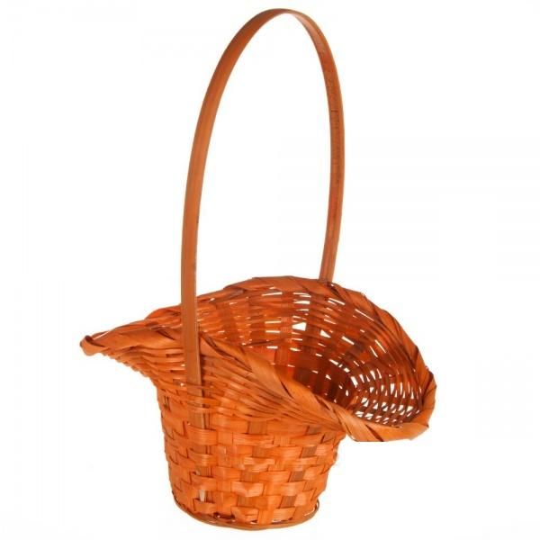 картинка Корзина плетеная Шляпка (бамбук), оранжевая, 21x13xH14/29см от магазина Флоранж