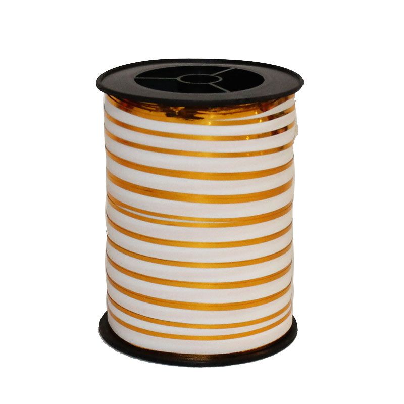 Лента в бобине пластик с золотой полоской, 1смх100м; Польша