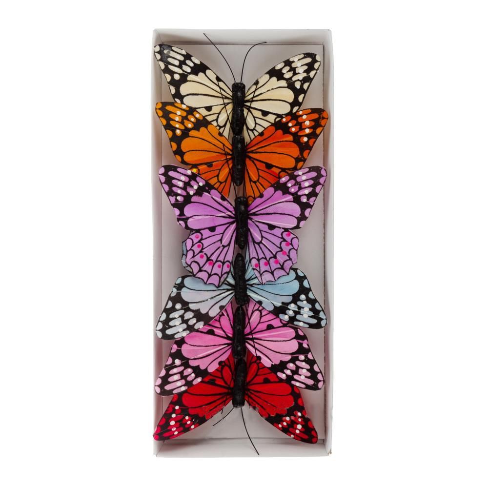 картинка Набор вставок Бабочка (перо), в ассортименте, 10см, (6шт) от магазина Флоранж