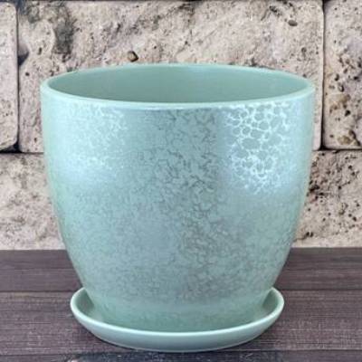 Горшок керамический Питон зеленый 716388 (2-й из набора), 15х13см, 1,4л; Россия