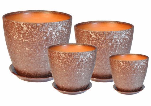 Горшок керамический Бутон винил 04 (2-й из набора), 15х15см, 2л, шоколадный; Россия