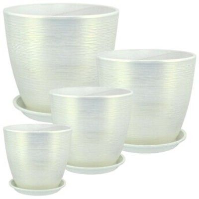 Горшок керамический Бутон Перламутр 675128 (2-й из набора), 15х15см, 2л, белый; Россия