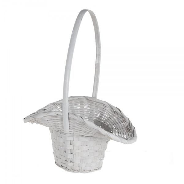 Корзина плетеная Шляпка (бамбук), белая, 21x13xH14/29см