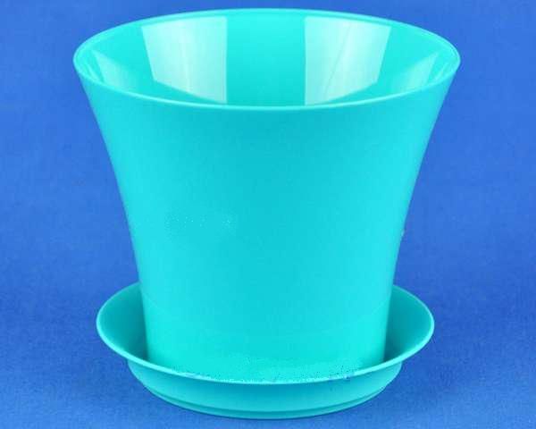Горшок пластиковый Сити, бирюзовый, 11,5х10см, 0,7л; Россия