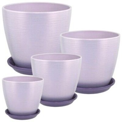 Горшок керамический Бутон Перламутр 675845 (2-й из набора), 15х15см, 2л, сирень; Россия