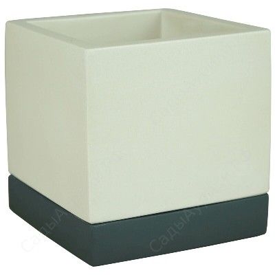 Горшок керамический Кубик Лофт 634798, слон.кость-антрац, 10х10см, 0,5л,  Россия