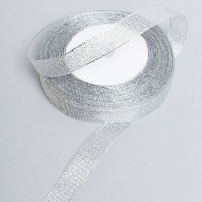 картинка Лента парча, 25мм/25у, серебро ; Китай от магазина Флоранж