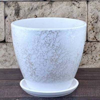 Горшок керамический Питон белый 716289 (2-й из набора), 15х13см, 1,4л; Россия