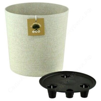 Горшок пластиковый Эко Цилиндр, слоновая кость, 17х16,5см, 3л, ; Россия