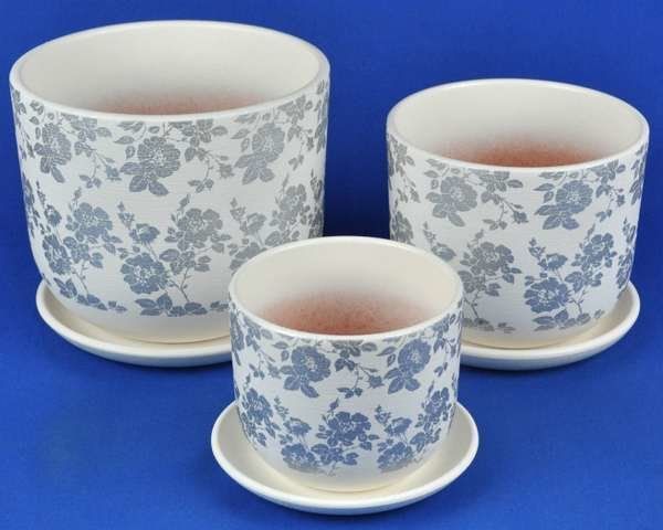 Горшок керамический  Бук шелк  (3-й из набора), белый, Россия