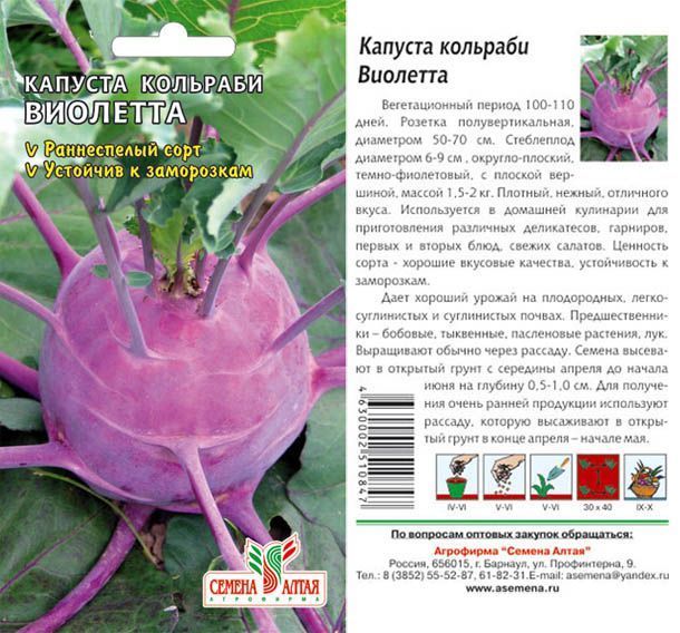Капуста кольраби Виолетта (цветной пакет) 0,3г; Семена Алтая