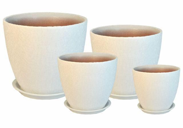 Горшок керамический Бутон винил 02 (2-й из набора), 15х15см, 2л, белый; Россия