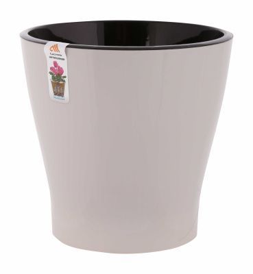 Горшок пластиковый Лея двойной с автополивом, бежевый, 21,5х21,5см, 5л; Россия