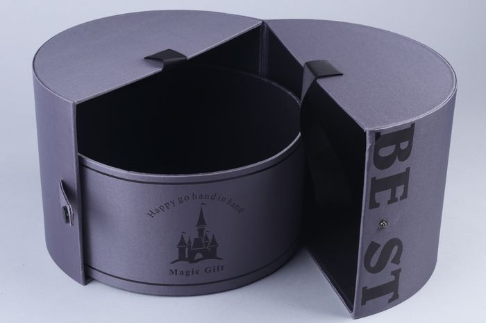 Коробка Цилиндр  WSN-21 с откидными стенками, серая, 25,5х18см; Китай