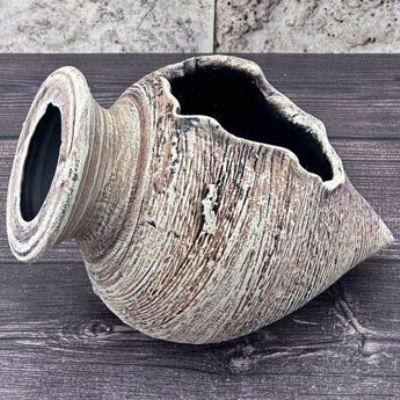 Ваза керамическая Амфора, бежевая, 8,5х20см; Россия