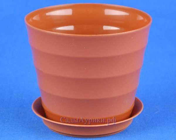 Горшок пластиковый Лаура, шоколадное,  11,5х10см, 0,7л; Россия